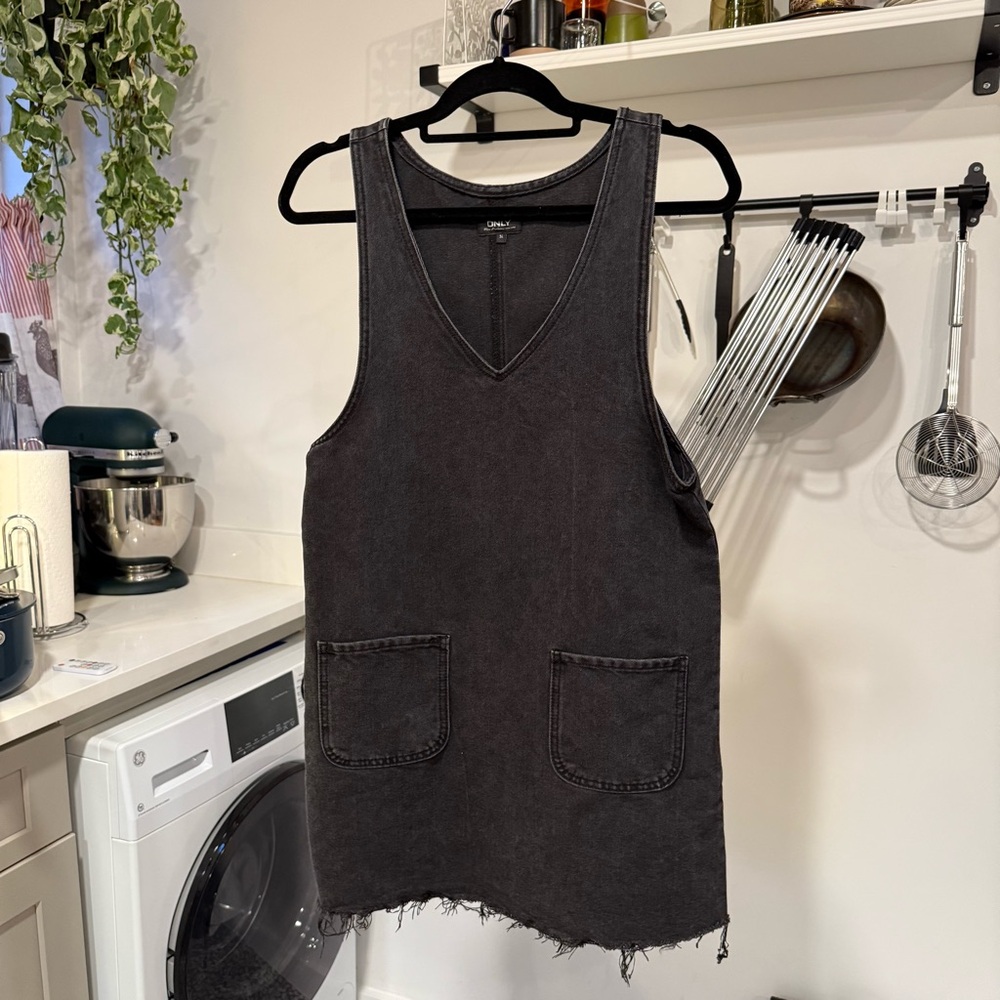 Spanish Boutique Denim Pinafore Dress with Pockets